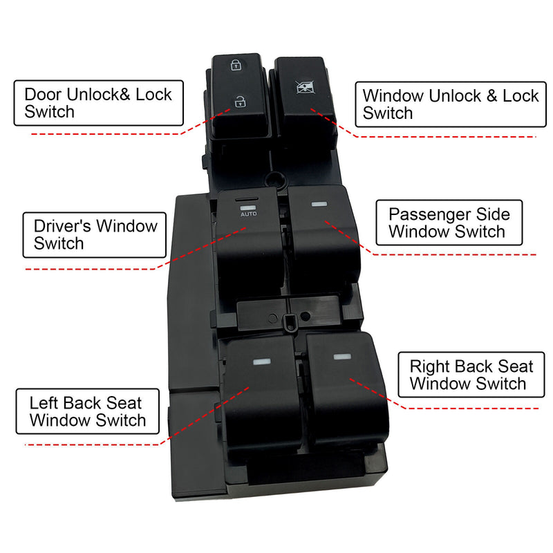 DURAFORCE Driver Side Power Window Switch 93570-F2000 for Hyundai Elantra Sedan 17-20