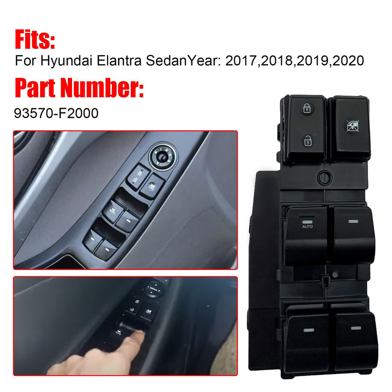 DURAFORCE Driver Side Power Window Switch 93570-F2000 for Hyundai Elantra Sedan 17-20