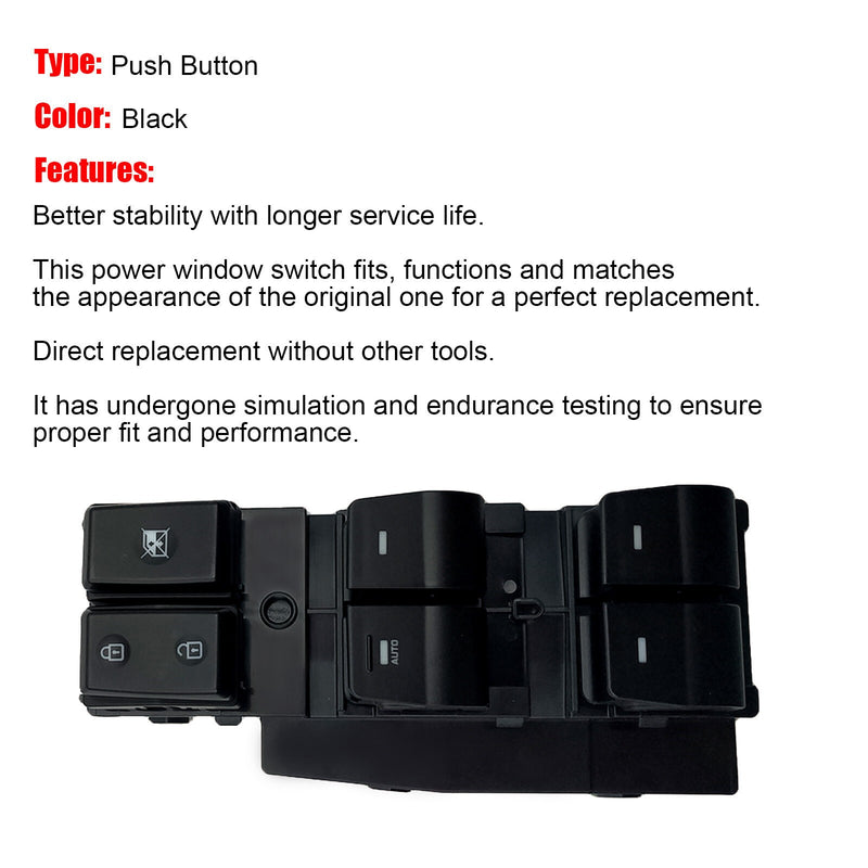 DURAFORCE Driver Side Power Window Switch 93570-F2000 for Hyundai Elantra Sedan 17-20