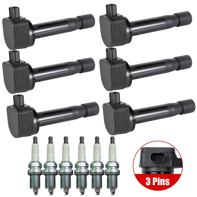 DURAFORCE UF603 6pcs Ignition Coil & Spark Plug For 2009-2015 Honda Pilot Acura TL 3.5L