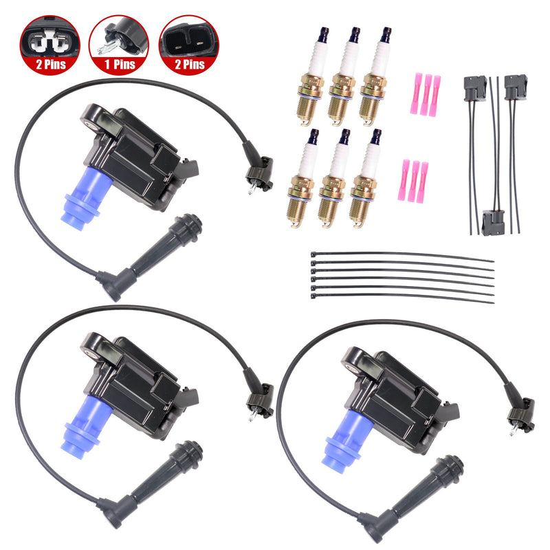 DURAFORCE 3Pcs Ignition Coils Wire Set + 6x Spark Plug for Lexus Toyota Supra 3.0L 1998-05