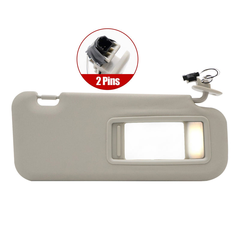 DURAFORCE New RH Passenger Side Gray Sun Visor W/ Light BBM369270C-75 For Mazda 3 10-13