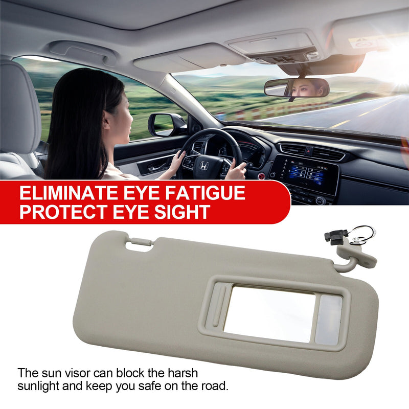 DURAFORCE New RH Passenger Side Gray Sun Visor W/ Light BBM369270C-75 For Mazda 3 10-13