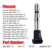 DURAFORCE Ignition Coil UF-411 For Audi A3 A4 A6 Quattro VW Golf Jetta Passat 1998-2008