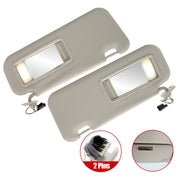 DURAFORCE Right & Left Gray Driver & Passenger Pair Sun Visor W/Light For Mazda 3 2.0L