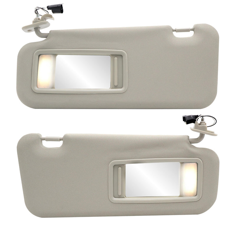 DURAFORCE Right & Left Gray Driver & Passenger Pair Sun Visor W/Light For Mazda 3 2.0L