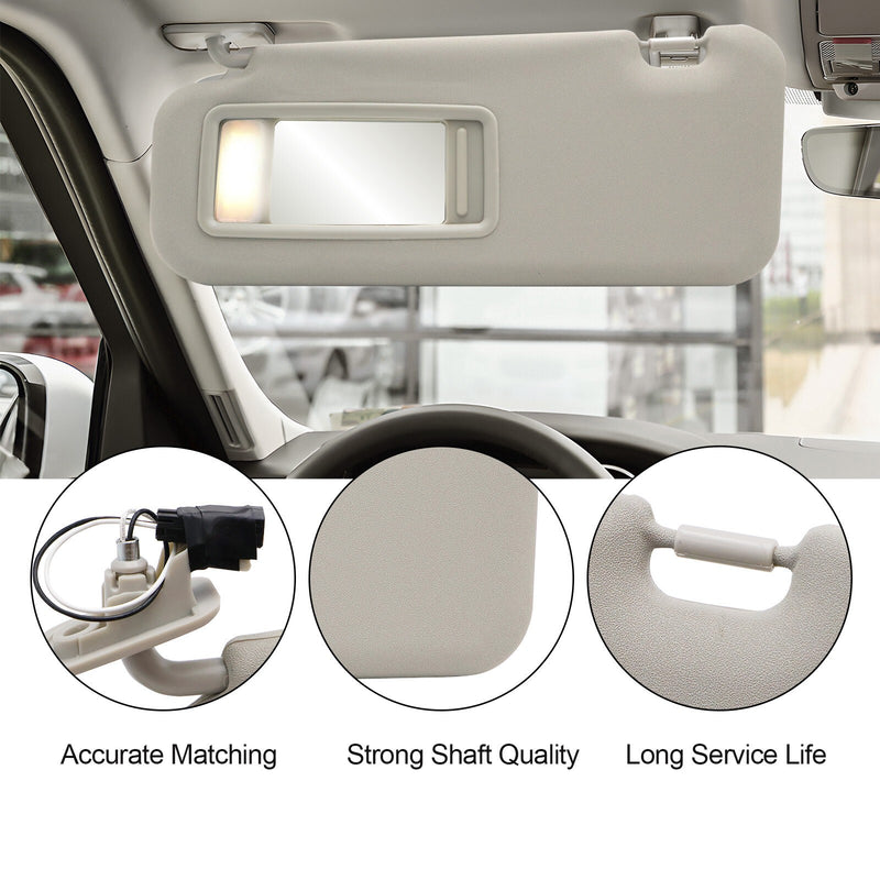 DURAFORCE Right & Left Gray Driver & Passenger Pair Sun Visor W/Light For Mazda 3 2.0L