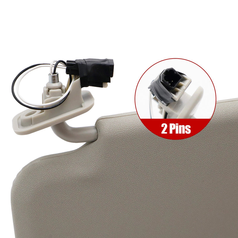 DURAFORCE Right & Left Gray Driver & Passenger Pair Sun Visor W/Light For Mazda 3 2.0L