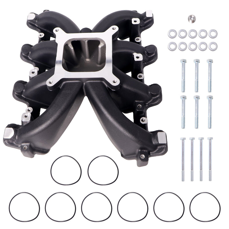 DURAFORCE For GM LS Gen III IV LS1 LS2 LS6 Black Single Plane Carb Intake Manifold 300-132
