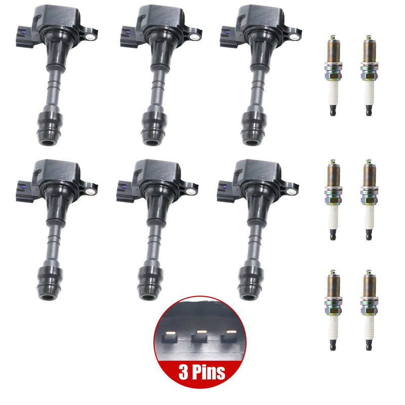 DURAFORCE 6 x Ignition Coil + 6 x Spark Plug For Infiniti I35 QX4 FX35 G35 M35 3.5L UF-349