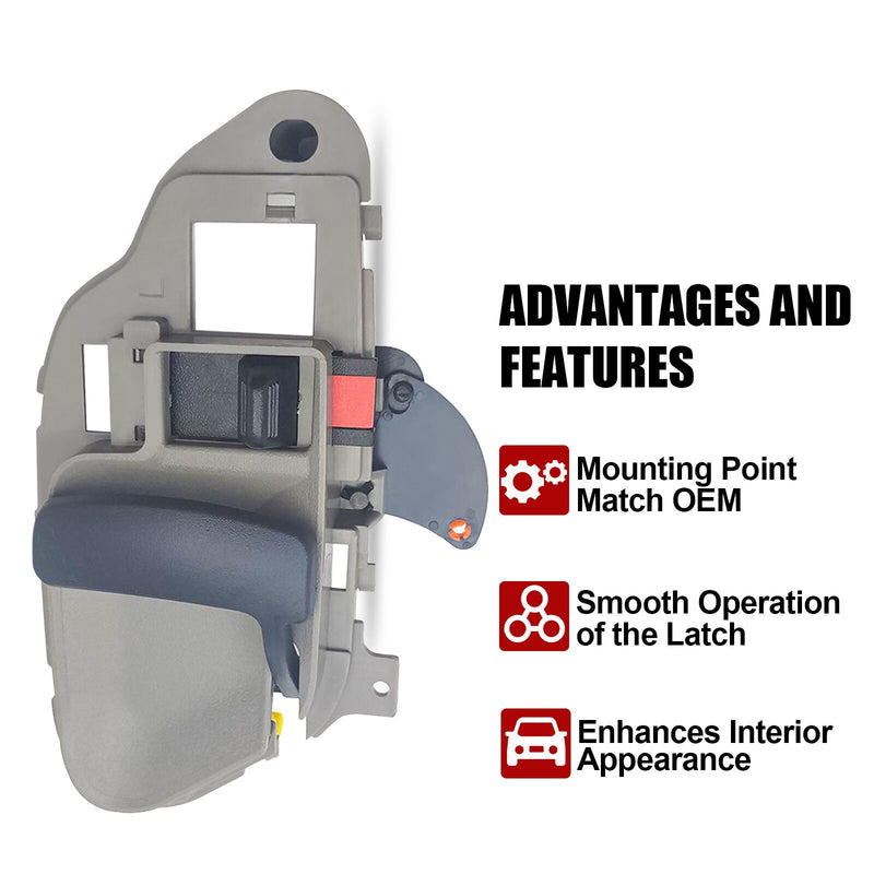 DURAFORCE Door Handle Inside Interior Gray Driver Left LH for Chevy GMC Tahoe Suburban