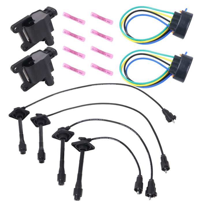 DURAFORCE 2 x Ignition Coil & Connector Pigtail Plug + 4 x Spark Plug Wire For Toyota New