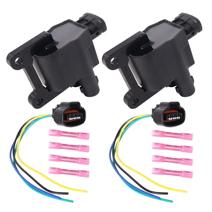 DURAFORCE 2 x Ignition Coil & Connector Pigtail Plug + 4 x Spark Plug Wire For Toyota New