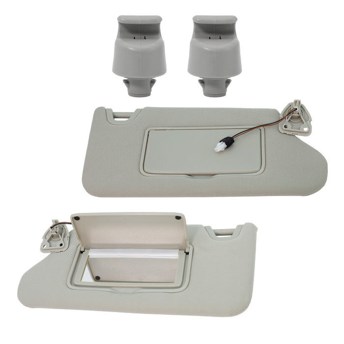 DURAFORCE 2x Front L&R Sun Visor & Bracket W/Light For Nissan Altima 13-18 Gray 964013TA2A