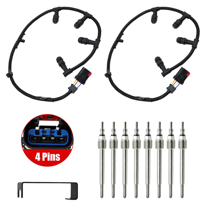 DURAFORCE 4C3Z12A342AA ZD13 Diesel Glow Plug & 4C2Z-12A690-AB Harness For Ford Powerstroke
