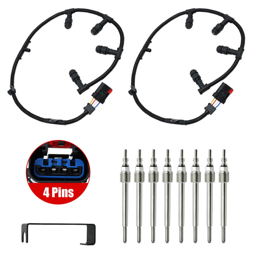 DURAFORCE 4C3Z12A342AA ZD13 Diesel Glow Plug & 4C2Z-12A690-AB Harness For Ford Powerstroke
