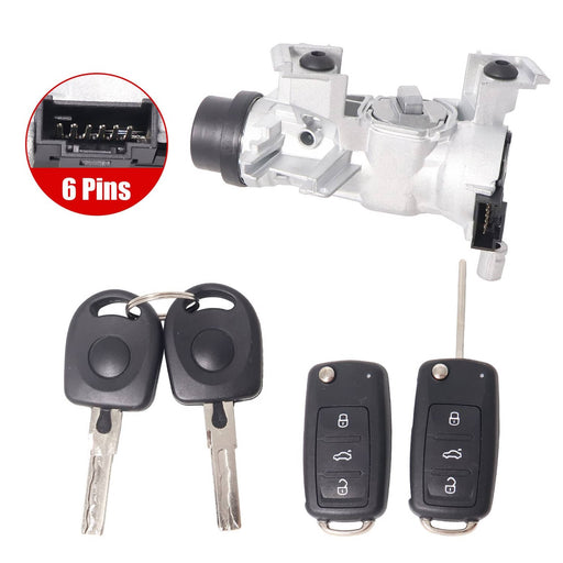 DURAFORCE For VW JETTA IGNITION SWITCH LOCK ASSEMBLY W/ 2x Intelligent KEY SHELL & 2x Key