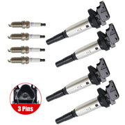 DURAFORCE Set of 4 Ignition Coil & Spark Plug 12138616153 For BMW 335i 528i M5 X6