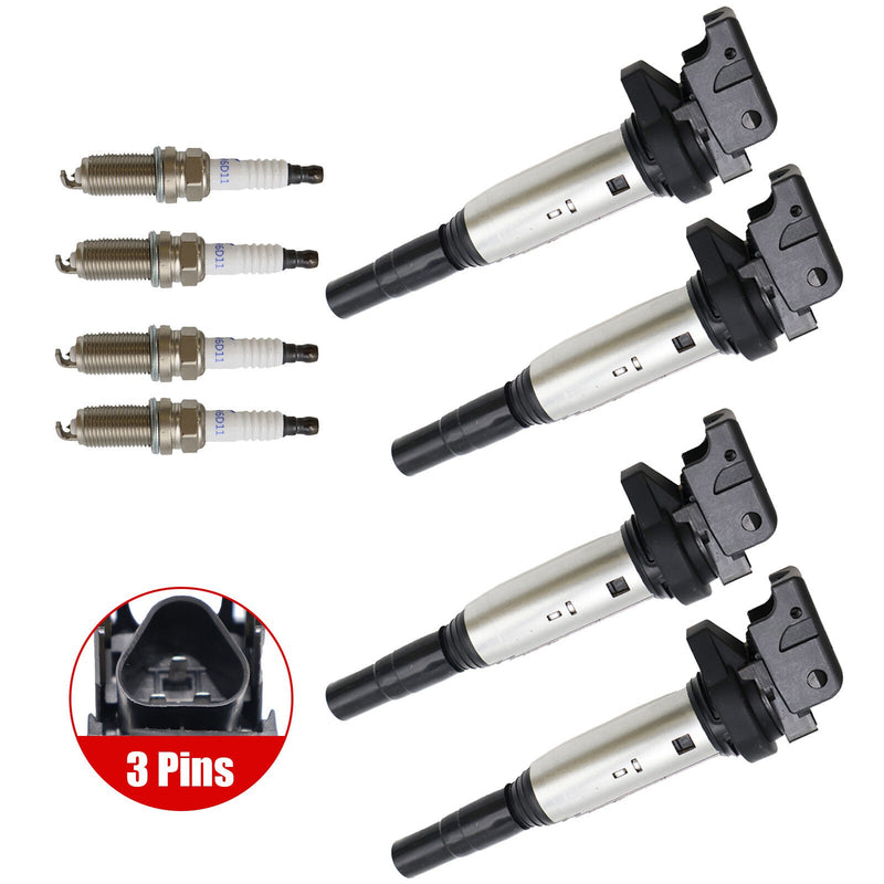 DURAFORCE Set of 4 Ignition Coil & Spark Plug 12138616153 For BMW 335i 528i M5 X6