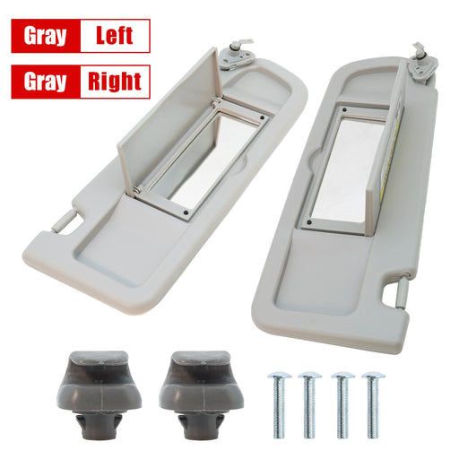 DURAFORCE 2x For 2006-08 Honda Civic Driver LH &Passenger RH Sun Visors W/Clips Light Gray