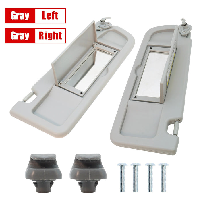 DURAFORCE 2x For 2006-08 Honda Civic Driver LH &Passenger RH Sun Visors W/Clips Light Gray