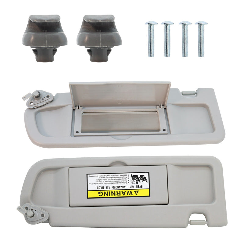 DURAFORCE 2x For 2006-08 Honda Civic Driver LH &Passenger RH Sun Visors W/Clips Light Gray