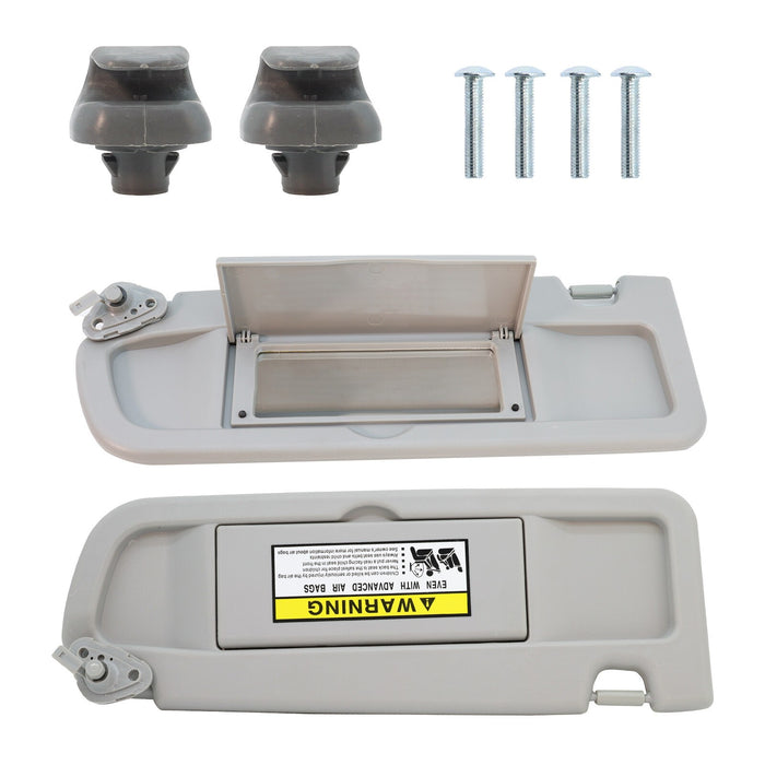 DURAFORCE 2x For 2006-08 Honda Civic Driver LH &Passenger RH Sun Visors W/Clips Light Gray