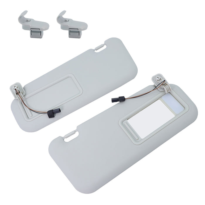 DURAFORCE 2PS Left & Right Side Gray Sun Visor with Light & Clip For 2010-2013 Mazda 3