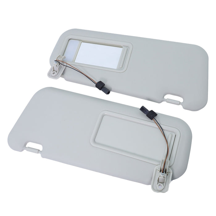 DURAFORCE 2PS Left & Right Side Gray Sun Visor with Light & Clip For 2010-2013 Mazda 3