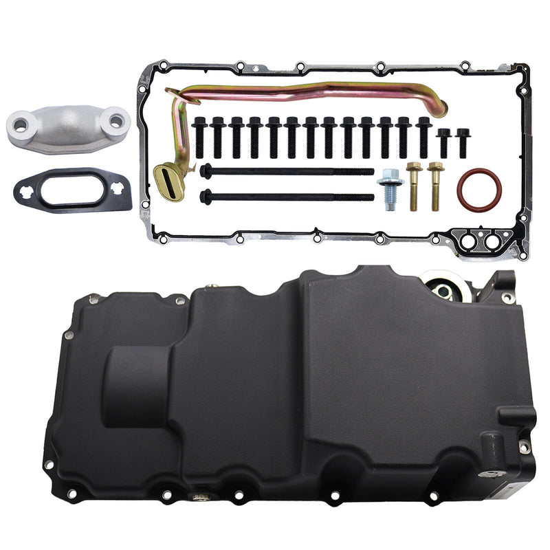 DURAFORCE Black LS RetroFit Aluminum Rear Sump Oil Pan With Turbo Drains W/Added Clearance