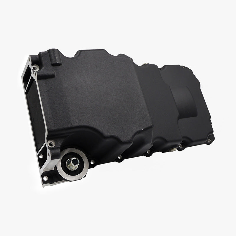 DURAFORCE Black LS RetroFit Aluminum Rear Sump Oil Pan With Turbo Drains W/Added Clearance