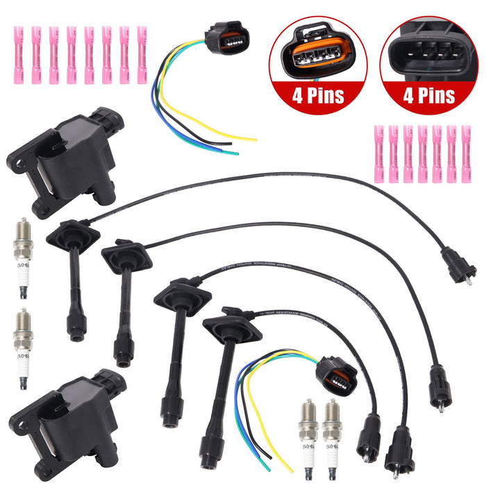 DURAFORCE 2 x Ignition Coil & Connector Pigtail Plug + 4 x Spark Plug Kit For Toyota Camry
