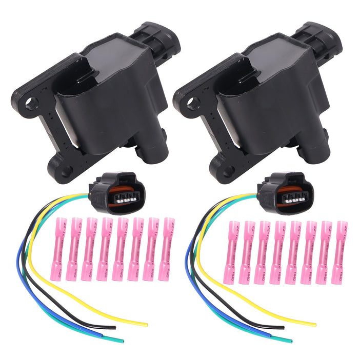 DURAFORCE 2 x Ignition Coil & Connector Pigtail Plug + 4 x Spark Plug Kit For Toyota Camry