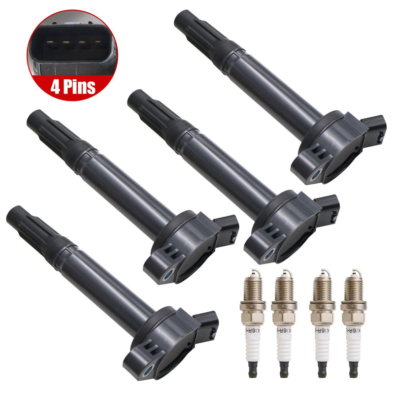DURAFORCE For Toyota Avalon Camry RAV4 L4 UF487 4X Ignition Coil & 4X Spark Plugs