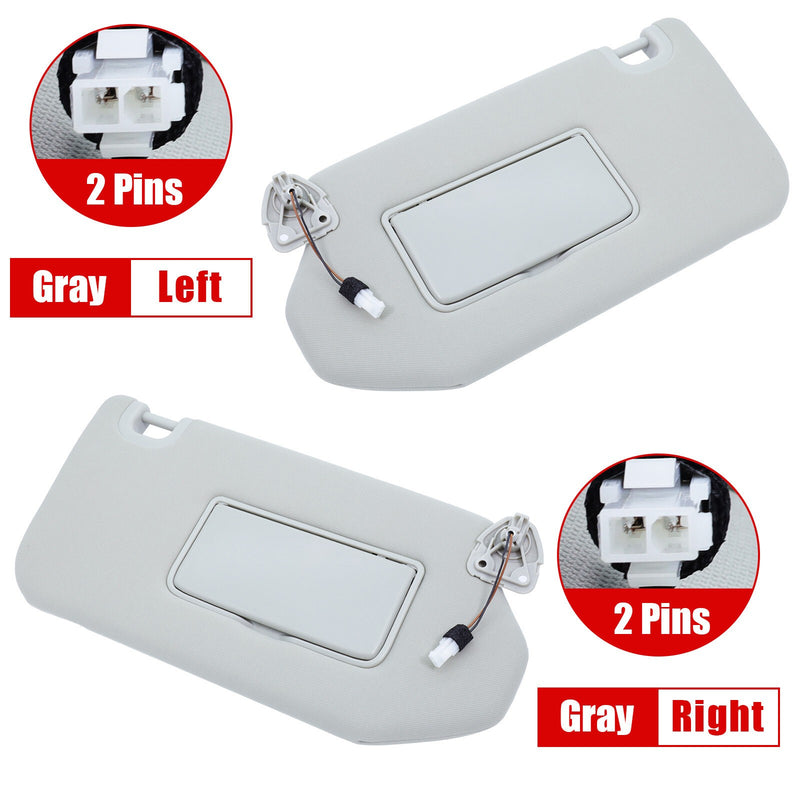 DURAFORCE Pair LH+RH Sun Visor Gray For Nissan Pathfinder 2014-19 Infiniti QX60 W/Lamp