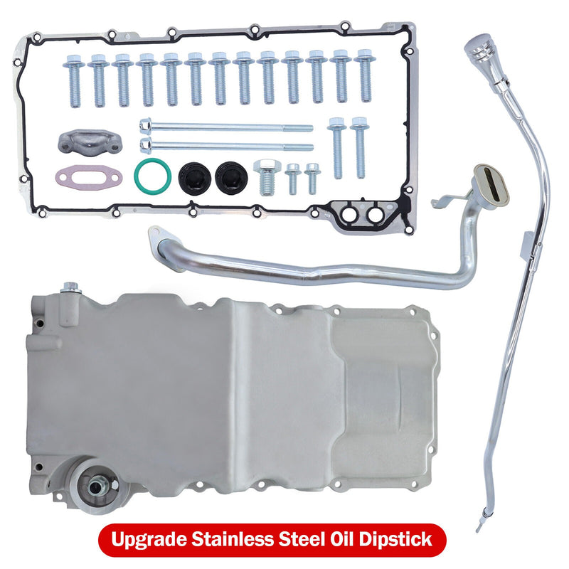 DURAFORCE For LS Retro-Fit Aluminum Rear Sump Oil Pan 302-3 W/Up Stainless Oil Dipstick