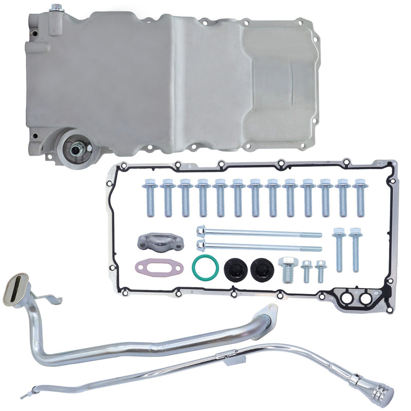 DURAFORCE For LS Retro-Fit Aluminum Rear Sump Oil Pan 302-3 W/Up Stainless Oil Dipstick