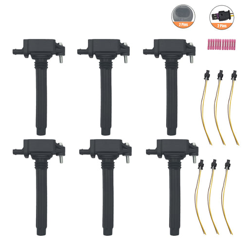 DURAFORCE For 11-16 Ram Jeep Chrysler Dodge Charger VW 6Pcs Ignition Coil W/ 6x Connector