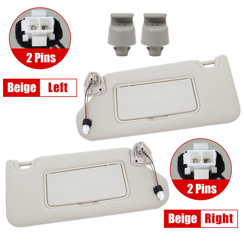 DURAFORCE For Nissan Altima 2013-2018 Beige right & left Sun Visor w/ Lights 96400-3TA2A