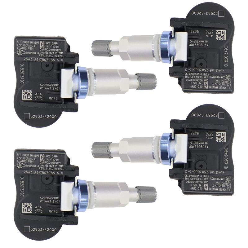 DURAFORCE 4Pcs Tire Pressure Monitor Sensor for Hyundai IONIQ SANTA KIA NIRO 52933F2000