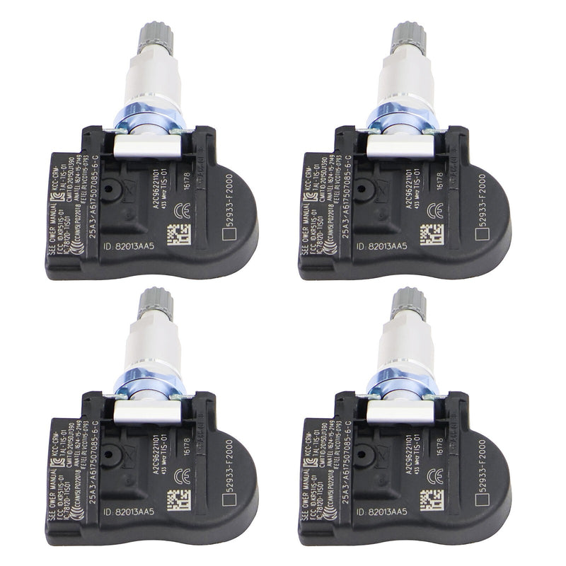 DURAFORCE 4Pcs Tire Pressure Monitor Sensor for Hyundai IONIQ SANTA KIA NIRO 52933F2000