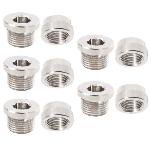 DURAFORCE 5x Stainless O2 Oxygen Sensor Bung Plug & Weld On Bung Plug Nut Cap M18 X 1.5