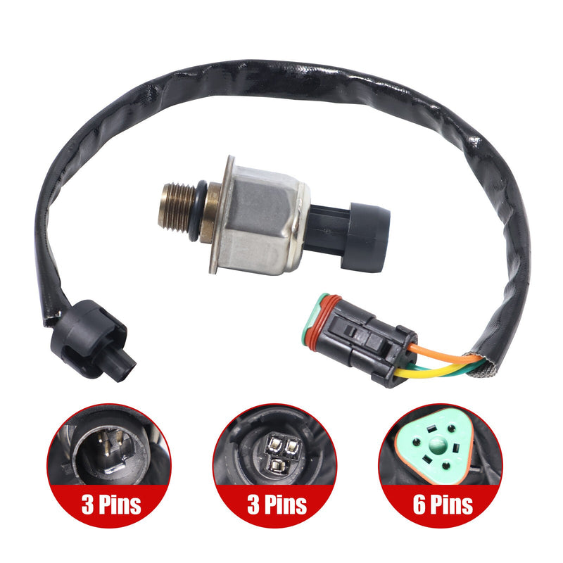 DURAFORCE 2244535 3PP66A for Caterpillar CAT C15 MXS BXS NXS Fuel Rail Pressure Sensor