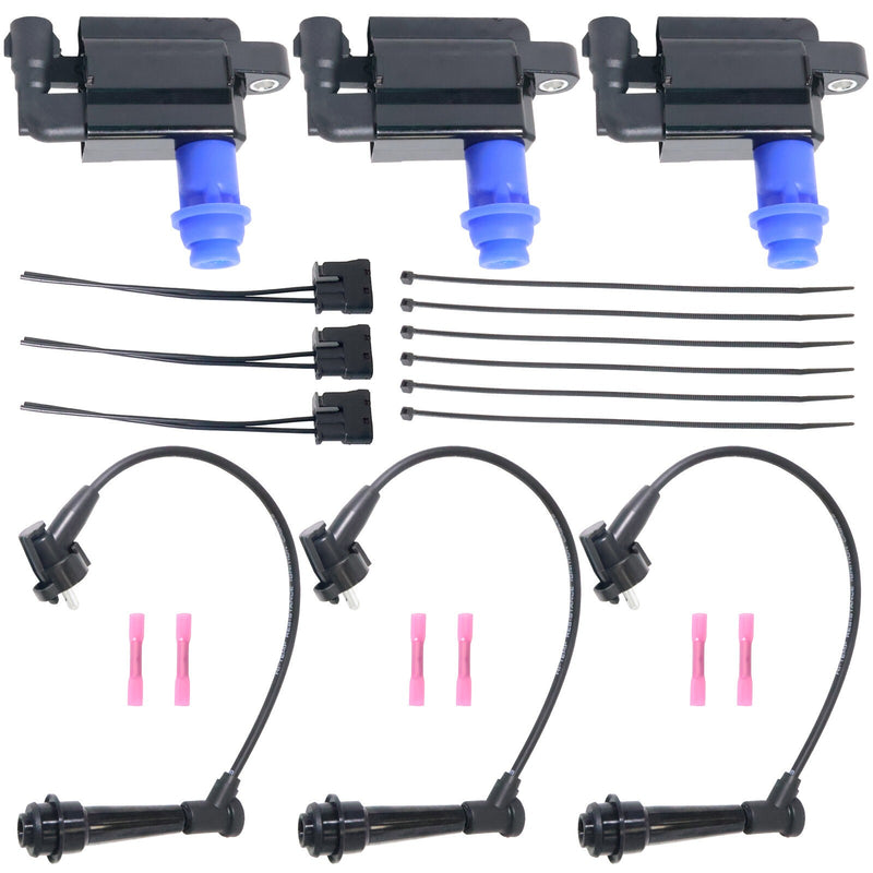 DURAFORCE 3Pcs Ignition Coil & Connector & Wireset 90919-02216 for LEXUS TOYOTA SUPRA