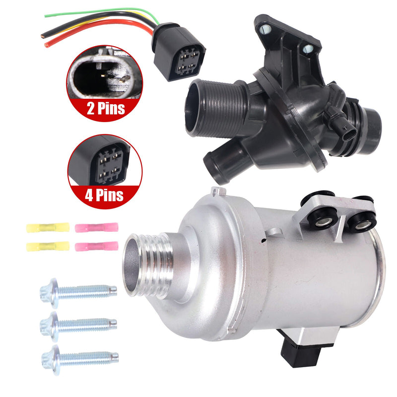 DURAFORCE Electric Water Pump W/Thermostat/Connector Plug For BMW F35 F87 228i 420i 2.0L