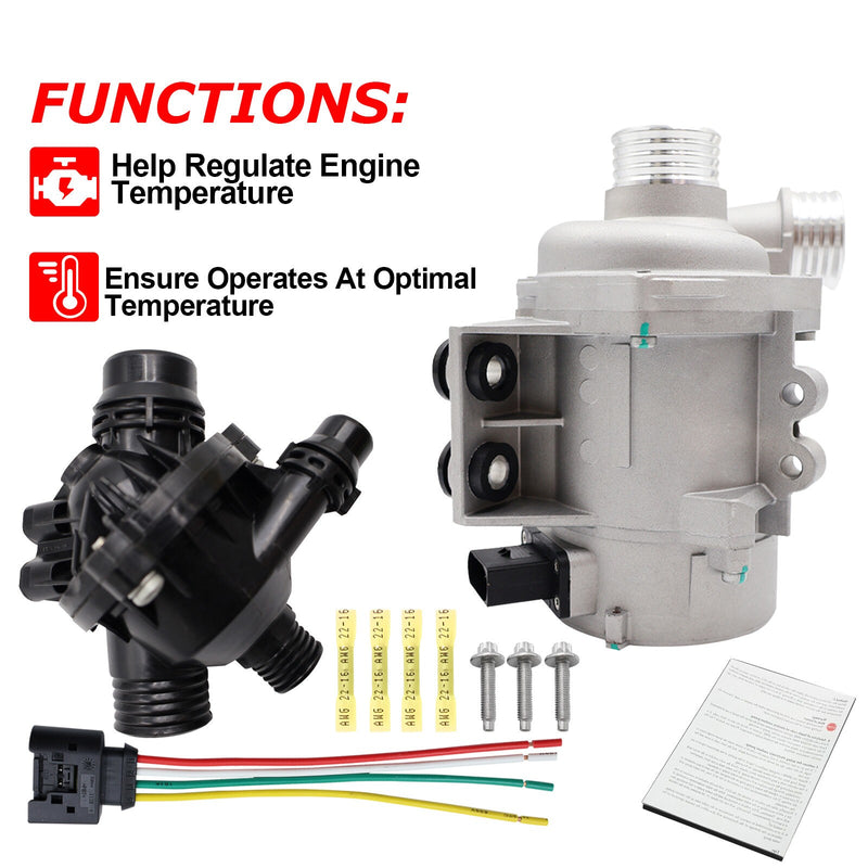 DURAFORCE Water Pump W/Thermostat &Bolt For BMW 128i 325i 328i 528i 530i X3 11517586925
