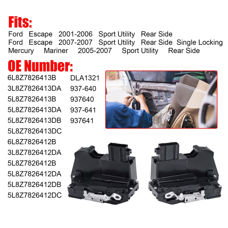 DURAFORCE 2x Rear Door Lock Actuator for Ford Escape 01-07 Mercury Mariner 05-07 937640