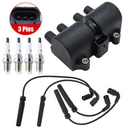 DURAFORCE Ignition Coil + 4 Spark Plug + 4 Wires For Chevy Aveo Pontiac Wave Suzuki UF503