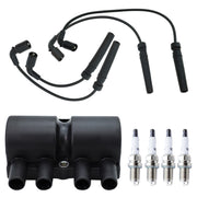 DURAFORCE Ignition Coil + 4 Spark Plug + 4 Wires For Chevy Aveo Pontiac Wave Suzuki UF503