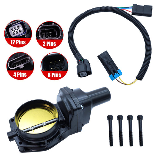 DURAFORCE 92mm Black Drive By Wire Throttle Body W/Harness For LS6 LS3 LS7 L99 12605109
